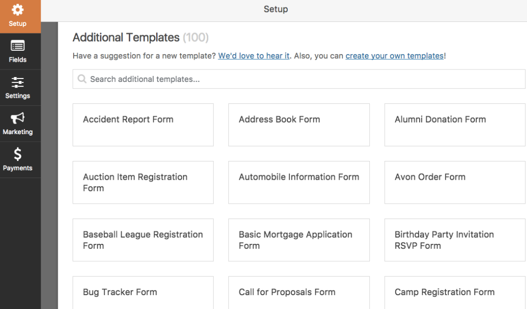 wpform additional templates