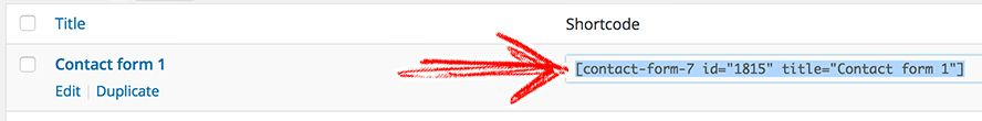 copy contact form 7 short code