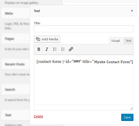 add contact form to sidebar