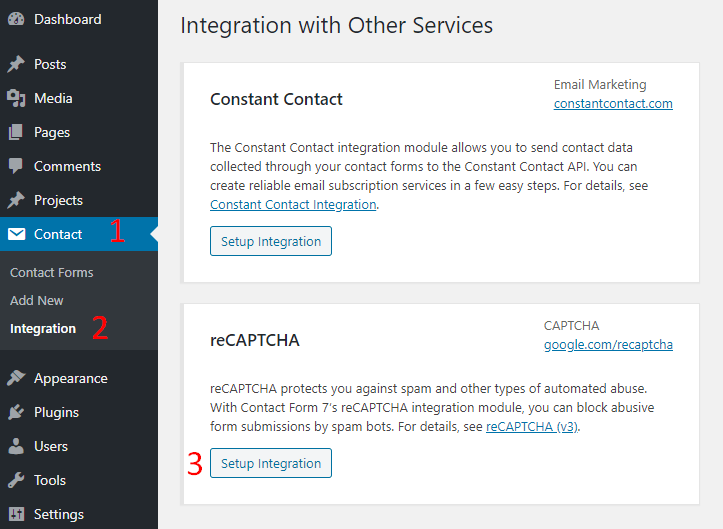 recaptcha contact form 7 integration