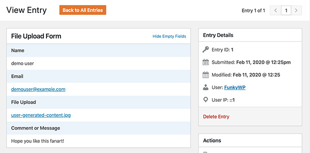 view wpform entries