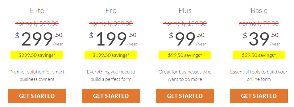 premium wpform pricing plans