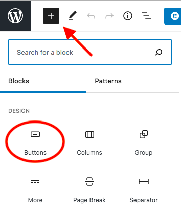 add button block default editor