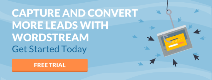 wordstream orange CTA button on blue background