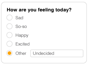 feeling listed using radio button
