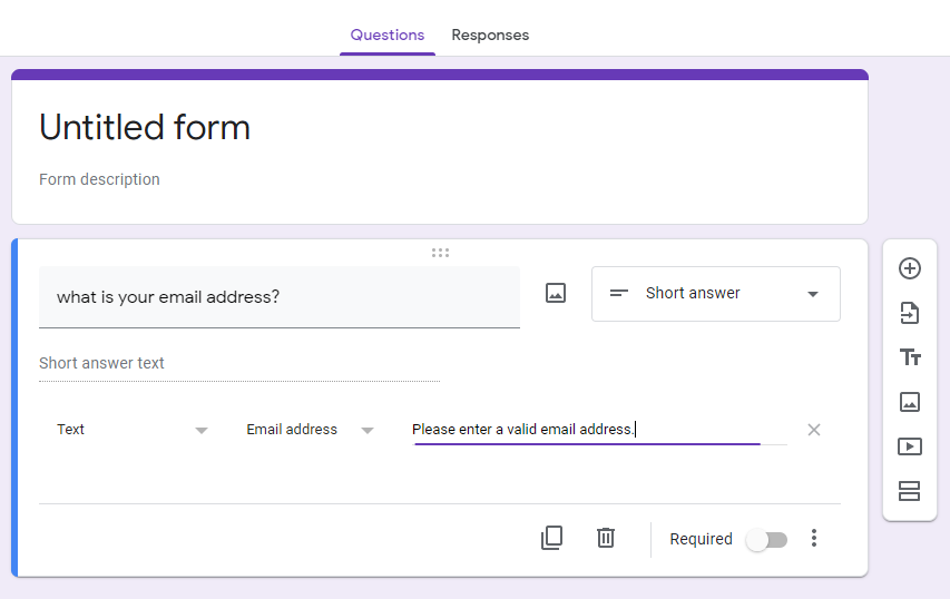 set a question required in Google Form