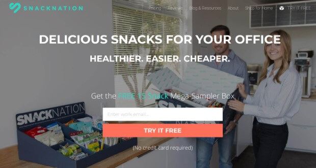 Snack Nation orange CTA button 