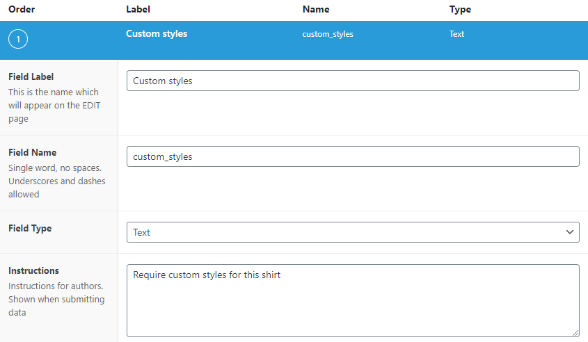 add custom field information