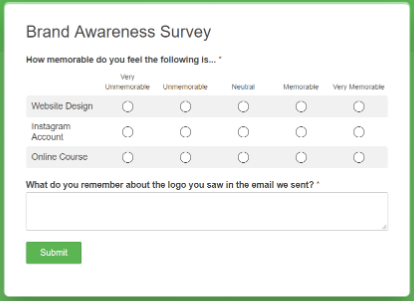 brand awareness multiple choice survey