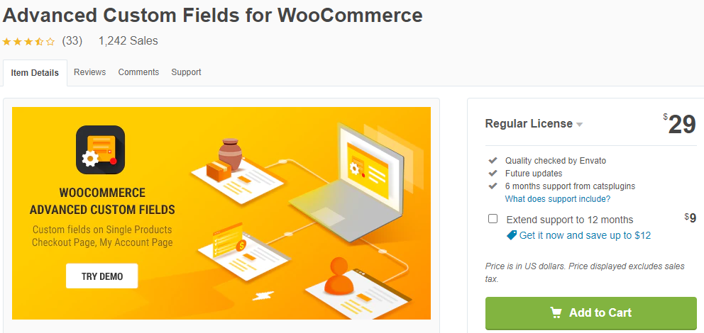 Advanced Custom Fields For WooCommerce