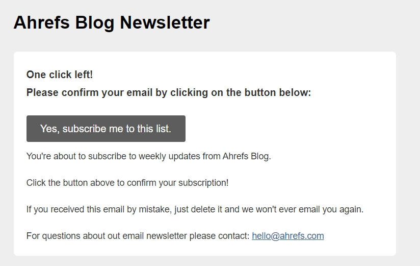 Ahref double optin confirmation email