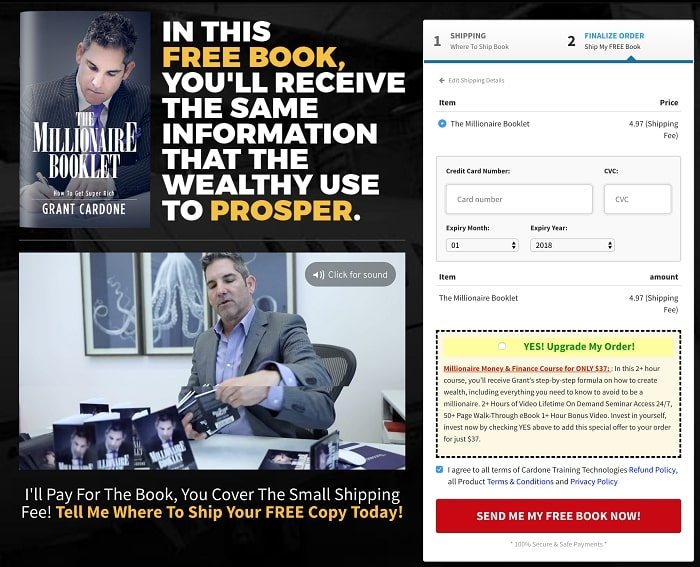 the Billionaire Booklet one-page checkout