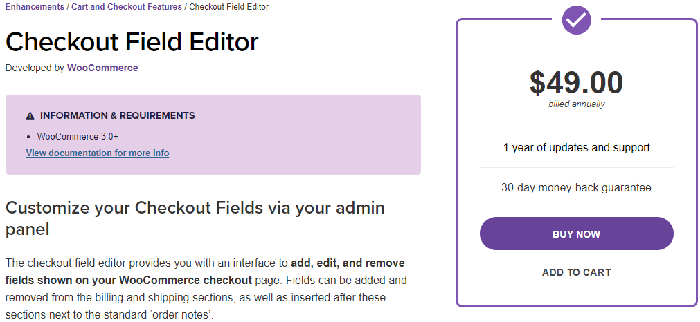 Checkout Field Editor by WooCommerce