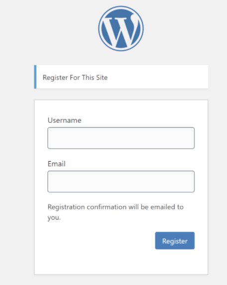 The default WordPress login page