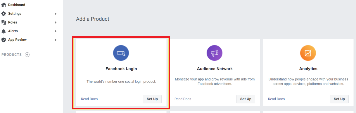 Facebook login