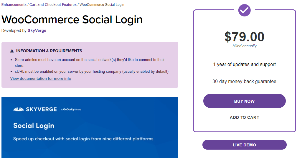 WooCommerce Social Login plugin