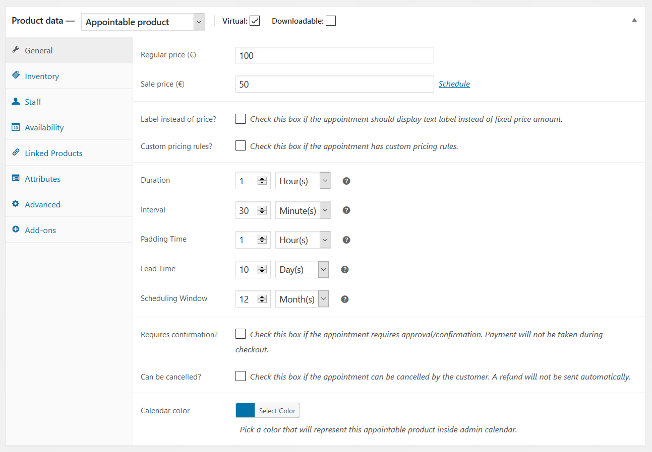 WooCommerce Appointments's UI