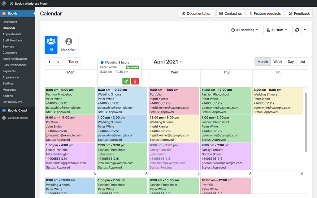 Bookly's WordPress booking interface 