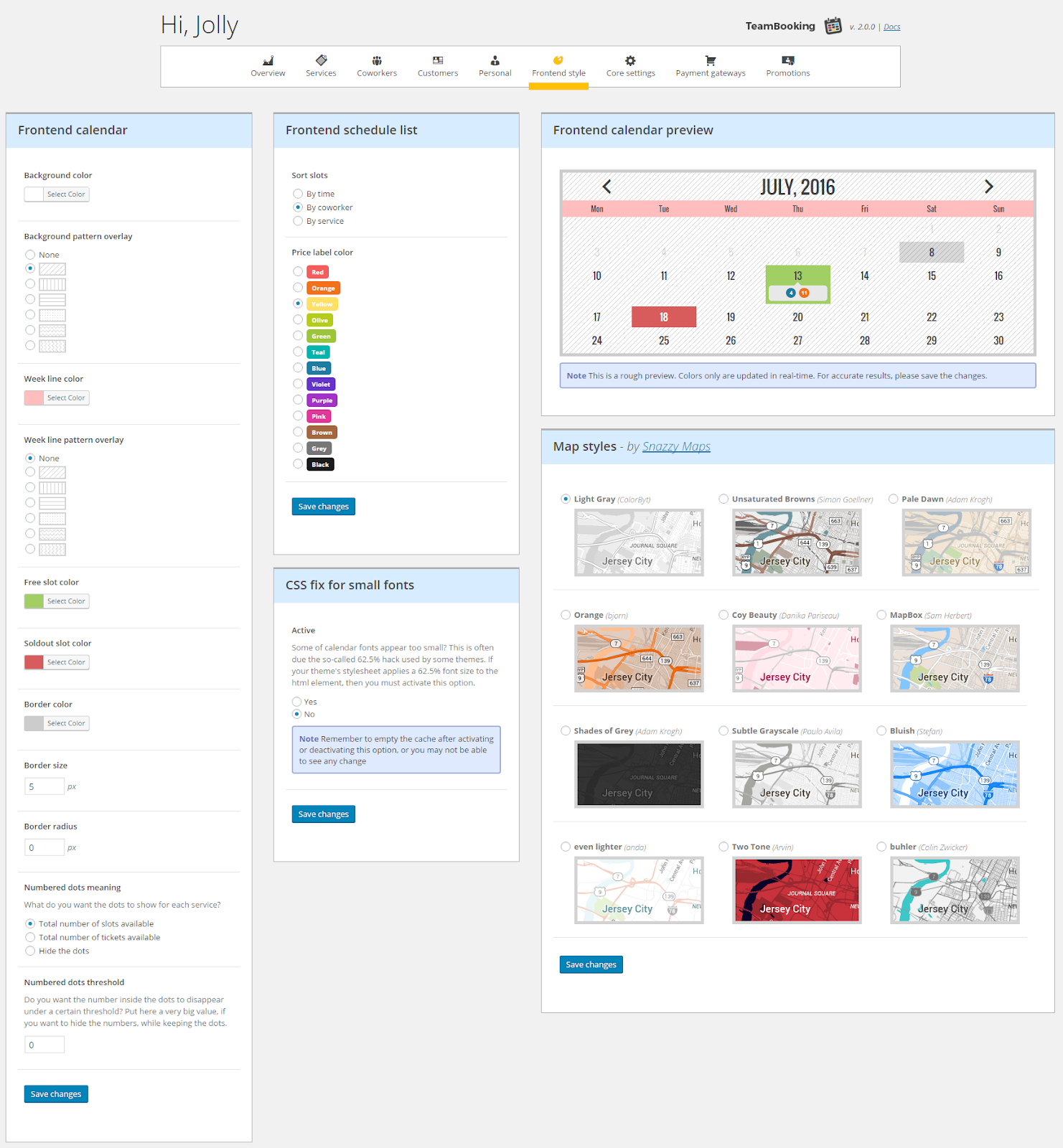 Team Bookings's dashboard