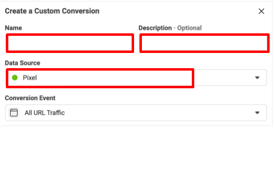 fill in custom conversion's details