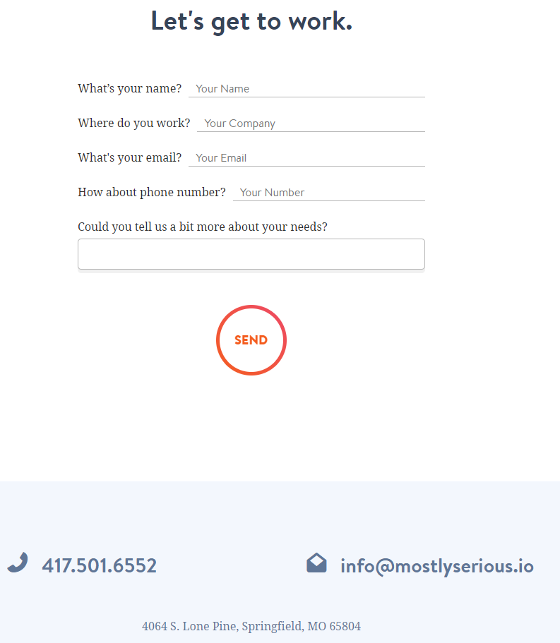 Mostly Serious's contact us page