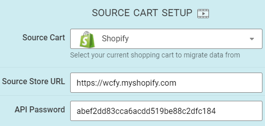 paste API password to source cart setup