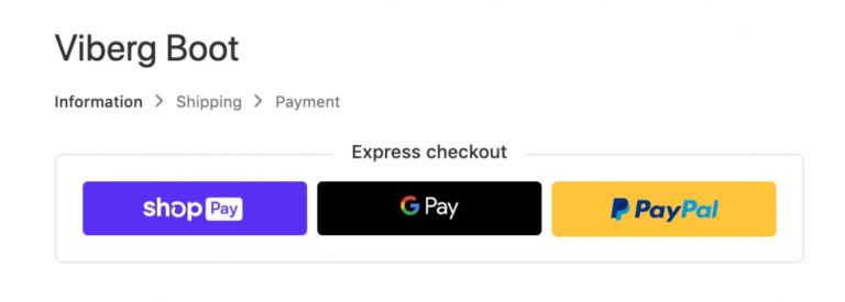 Shopify's express checkout options