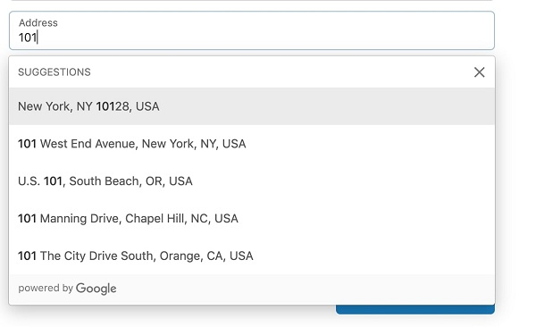 google address autocomplete