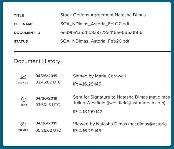 HelloSign audit trail