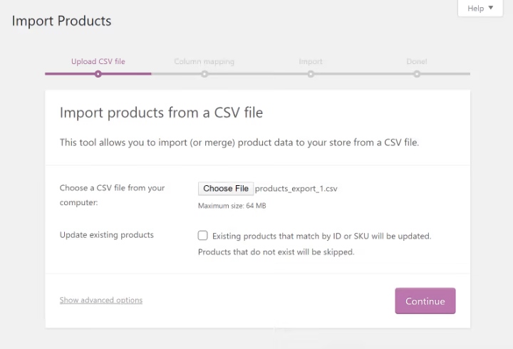 import products in WooCommerce