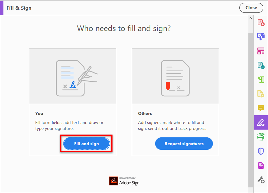 Adobe Reader's Fill and sign 