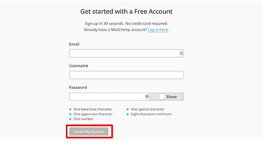 create a MailChimp account