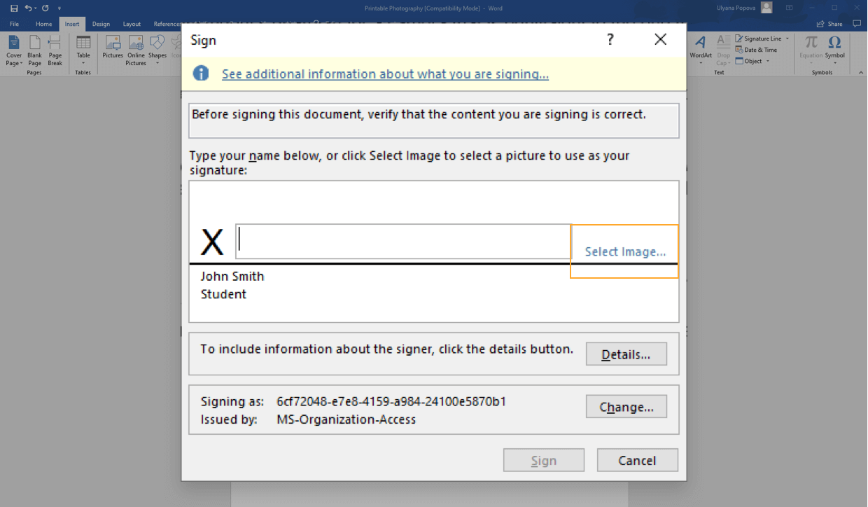 create digital signatures in Word