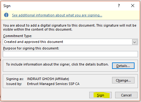 create invisible digital signatures in Word