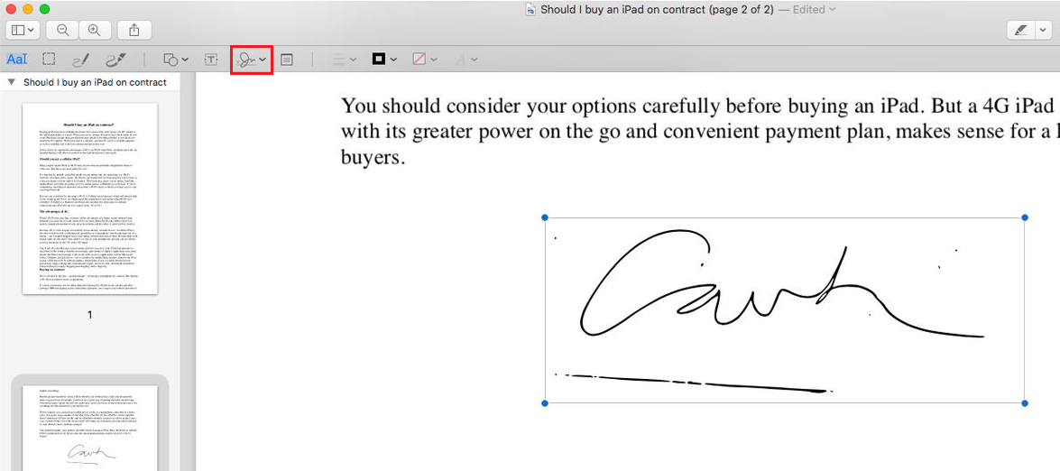 insert signatures in pdf