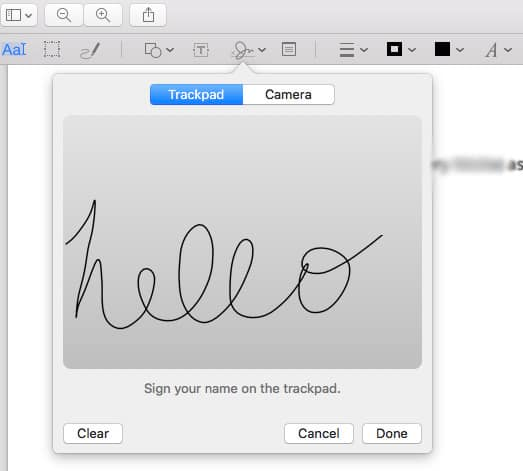 sign your name using Trackpad