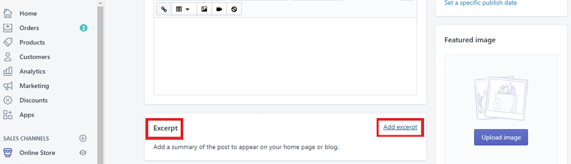 add Shopify blog excerpt