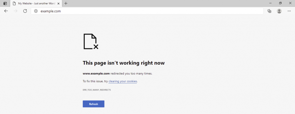 microsoft edge too many redirects error