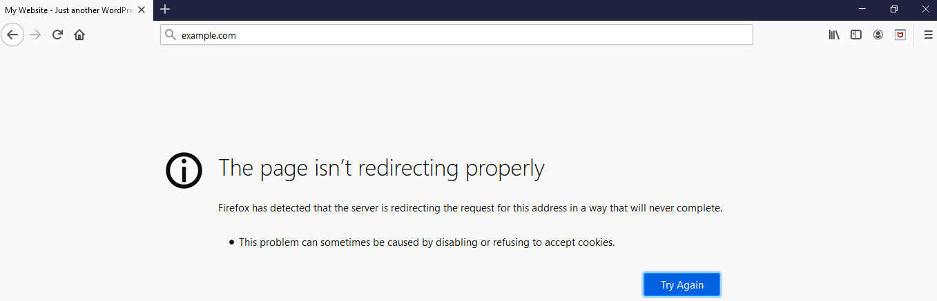 mozilla too many redirects error