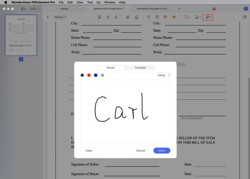 create signatures in Markup