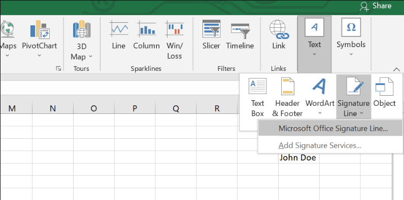 Microsoft Office signature line