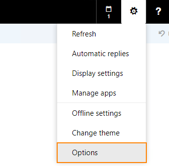 Outlook Settings options