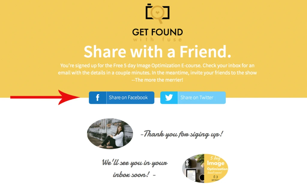Shopify thank you page having social buttons