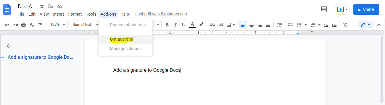 google docs get add-ons