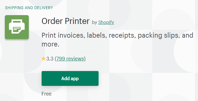 Shopify order printer app