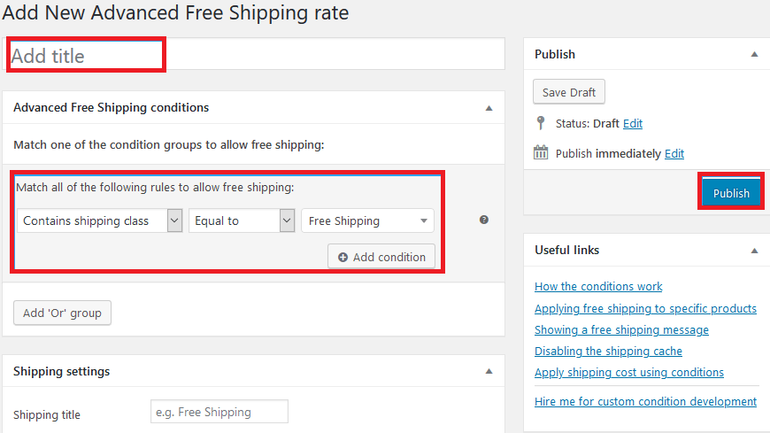 et free shipping rate rules