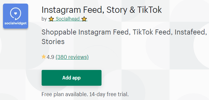 best Shopify Instagram feed story tiktok